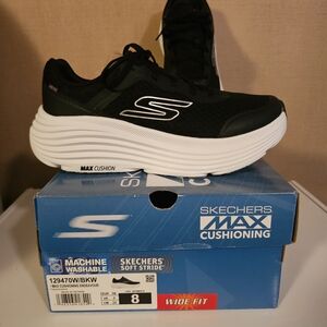 Skechers Black and White Max Cushioning Sneakers